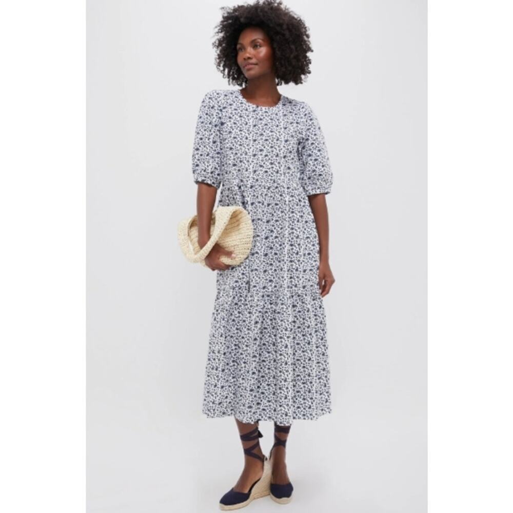 SZ BLOCKPRINT Exclusive Navy Ditsy Print Gaia Dress Size XS NWT Retail $288 - Picture 2 of 6